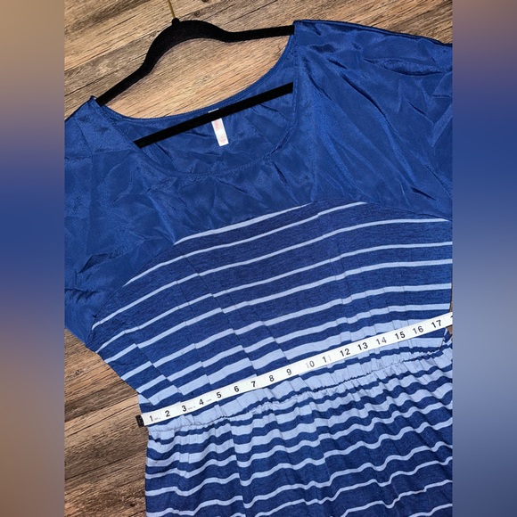 Xhilaration Blue Striped Short Sleeve High Low Casual Dress size 1 - Picture 7 of 9